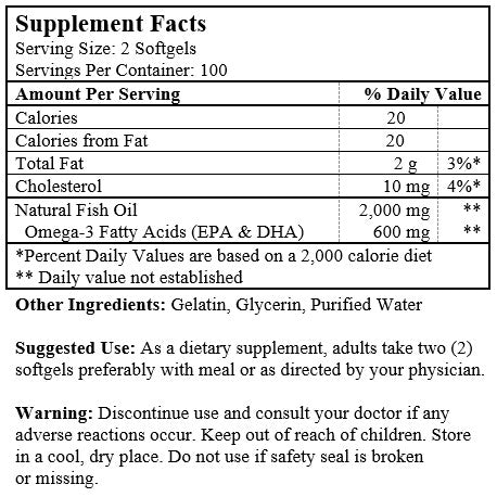 Alaska Deep Sea Fish Oil (200 Softgels / 1,000 mg) - Image 2